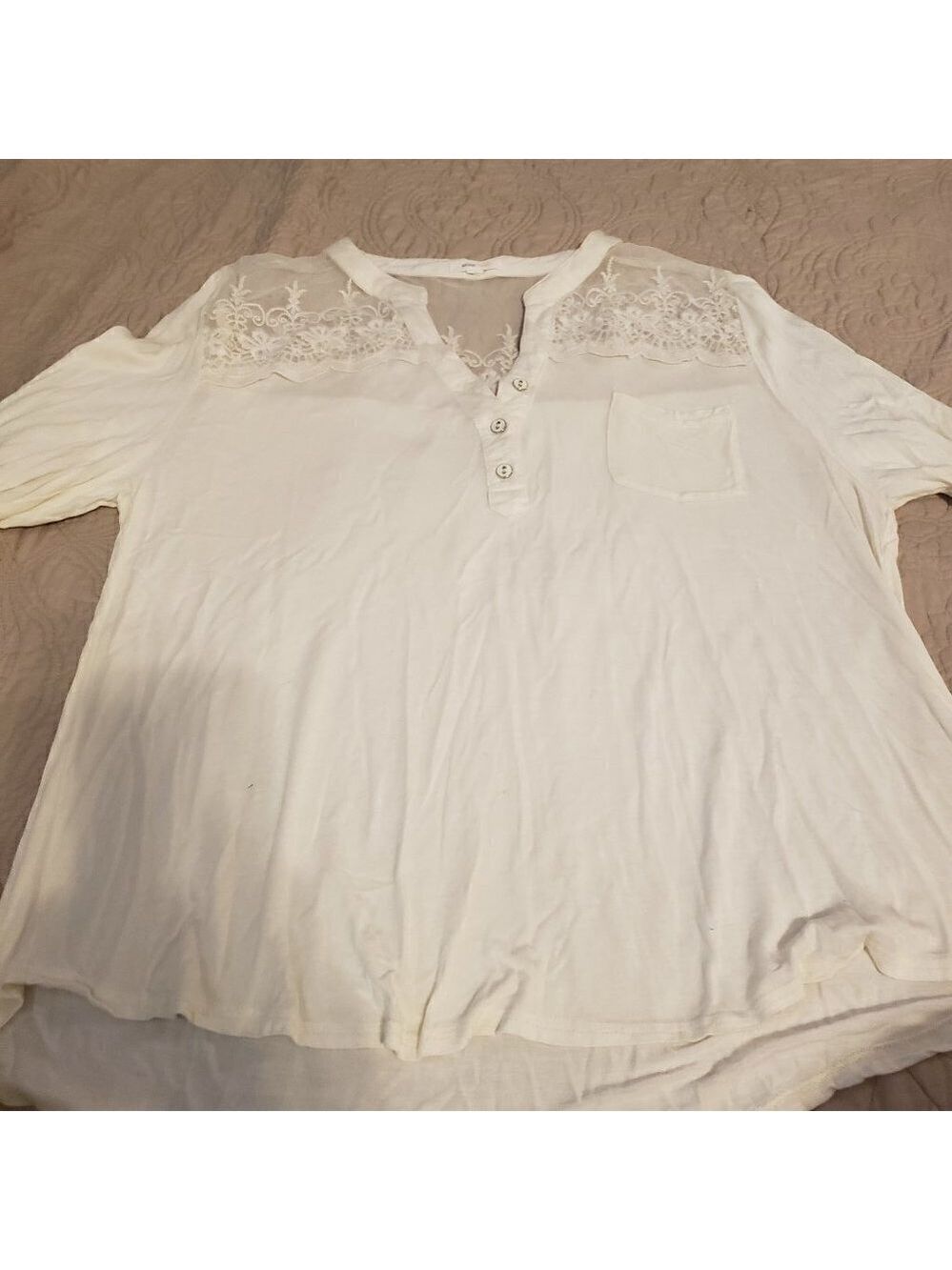 MINE Too Lace Insert Yoke Top